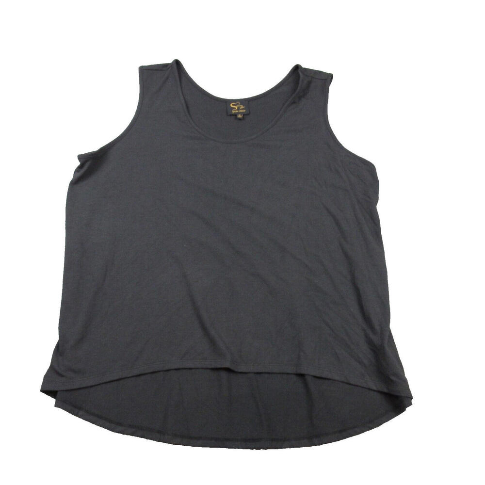 Serena Williams Signature Statement Tank Top 1X Charcoal Gray Hi Low Hem‎